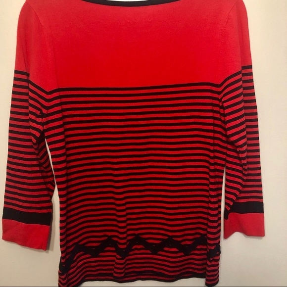 Milly Red Striped Sweater Gold Button Detail - Picture 6 of 7